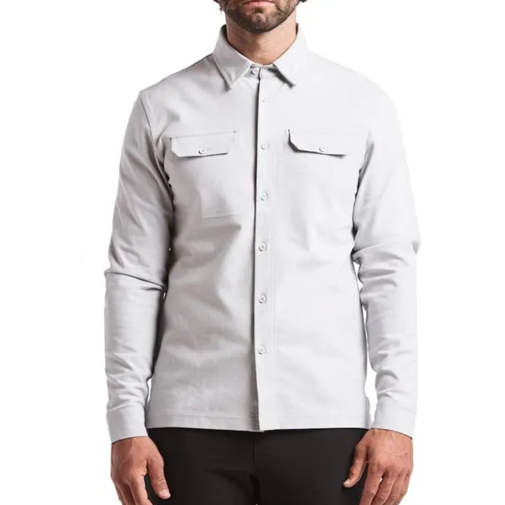 Public Rec Mens Stretch Thermal Button Shirt XL Light Gray LS Stretch Tech Work